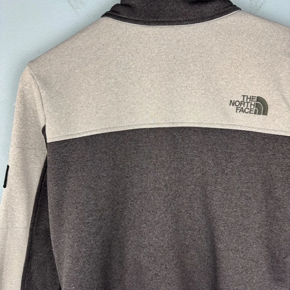 The North Face Women's Medium Gray Full Zip Mock Neck Fleece Pockets Logo Jacket